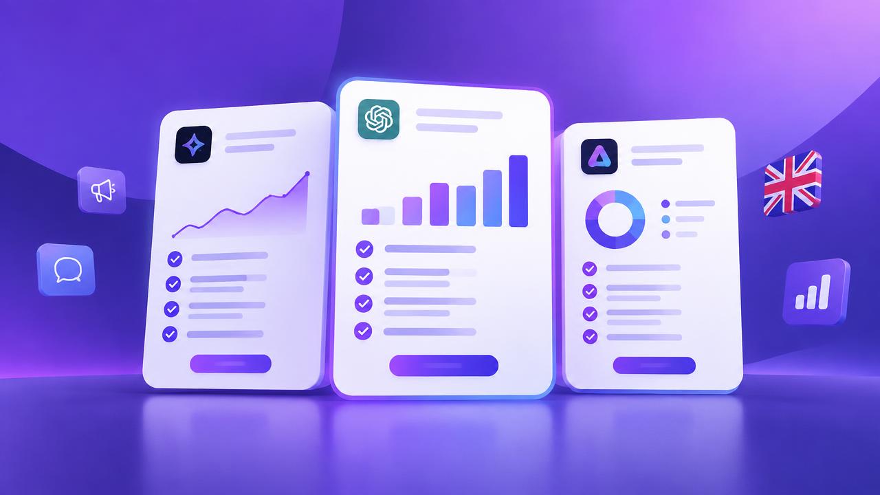 Comparison cards for AI social media tools